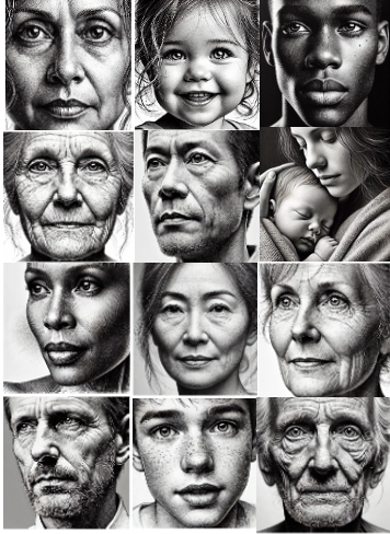A mosaic of twelve faces representing the diversity of age, ethnicity, life stage, and need within a real NHS population. Consumer Needs Segmentation begins by seeing the population as it actually is.